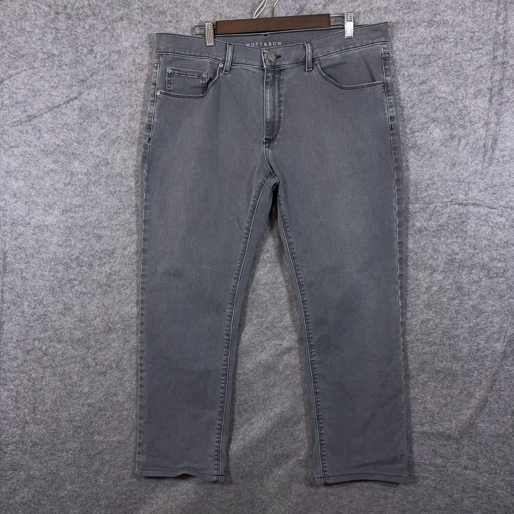 Mott and Bow Slim Jeans Mens 36x27 Stone Gray Straight Leg Stretch - SIZE NOTE